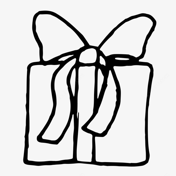 蝴蝶結禮盒水墨簡筆畫圖標 頁面網頁 平面電商 創(chuàng)意素材